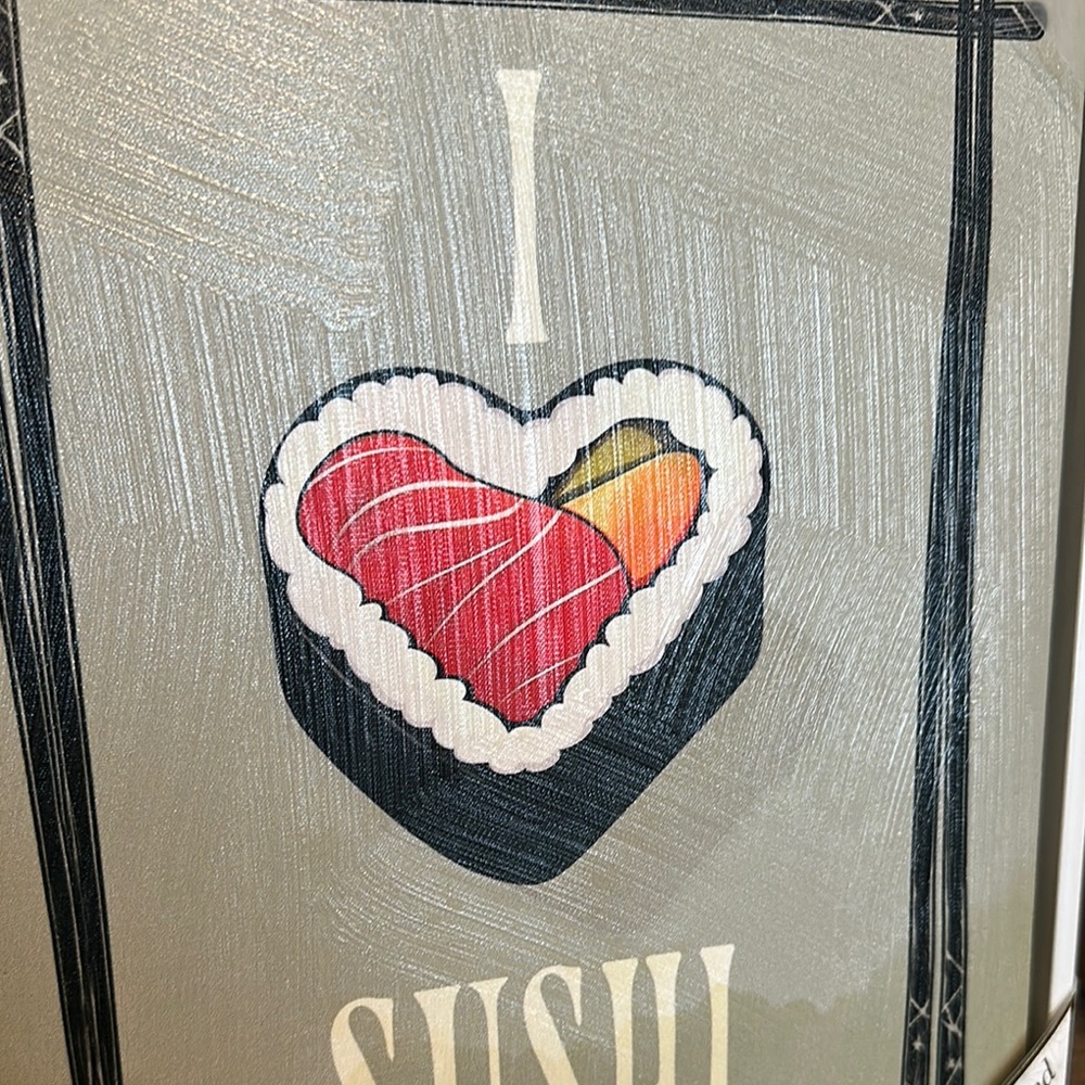 I Love Sushi Heart Embellished Canvas Wall Art - Picture 5 of 9